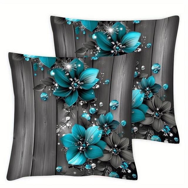 TEMU [christmas] 2pcs 3d Flowers Throw Pillow Covers, Printed Pillow Cover For Car Sofa Living Room, Home Decoration Room Decoration, Throw Pillow Cushion Not Included, 17.72x17.72 Inches