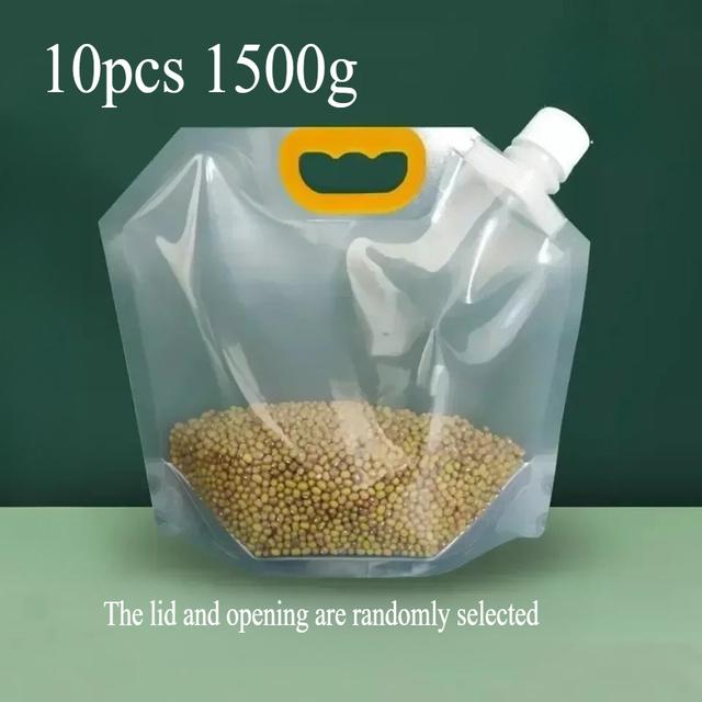 TEMU 10pcs Of Food-grade Grain Storage Bags, Transparent And Moisture-proof, Essential Kitchen Supplies, In Multiple Sizes