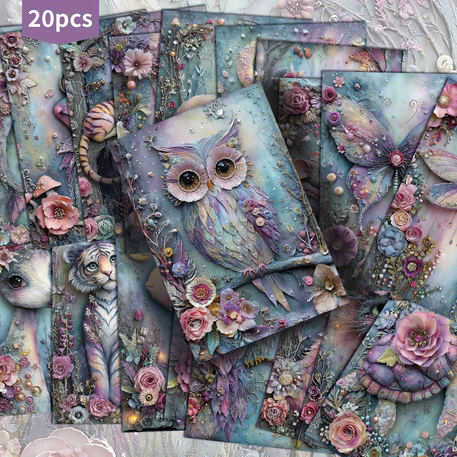 TEMU Set Of 20 Vintage Pastel Animal Fantasy Postcards - 4x6 Inches Retro Junk Journal Paper, Featuring Classic Pinup Illustrations, Collectible Decorative Art Cards For Scrapbooking And Crafting.