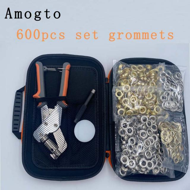 TEMU Grommet-Set 3/8 Zoll mit 600 Stück Ösen und Aufbewahrungstasche, Handbetriebenes Metall-Grommetset für Planen, Grommet-Zangen zum Stanzen von Tarnplanen, Stoff und Leder