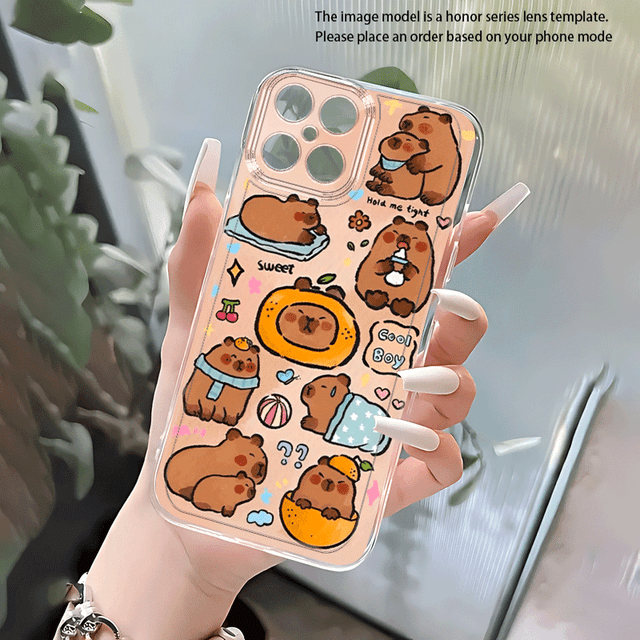 TEMU Cute Bear Phone Case For Honor X5/x7/x7a/x8/x8a Transparent, Shockproof Cartoon Full-body Slim Fashion Creative Protective Cover Compatible With X8b/x9/x9 5g/x9b