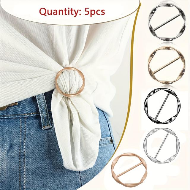 TEMU 5pcs Multi-functional Metal Scarf And T-shirt Clips- Sewing And Knitting Accessories For Knotting And Belt Tightening