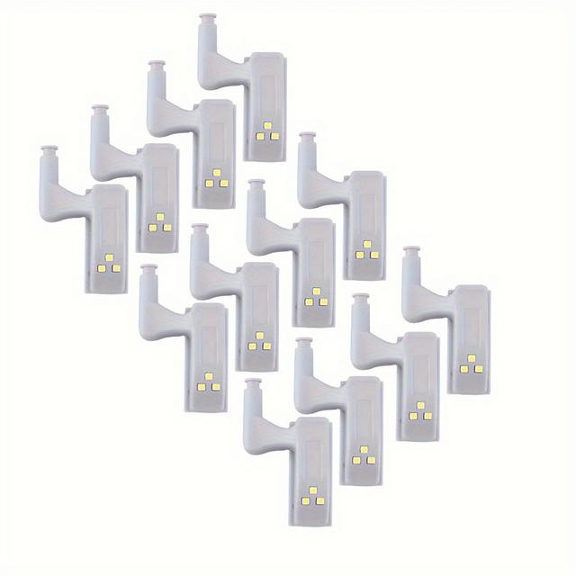 TEMU 12pcs Led Cabinet Hinge Lights - Warm White, Battery-powered Night Lighting For Kitchen, Bedroom & Wardrobe Doors, Ideal For Home/hotel/catering Events