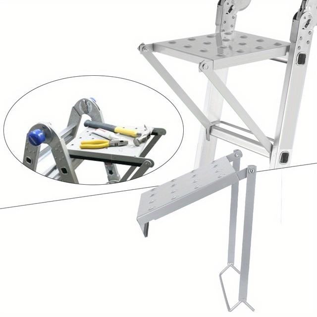TEMU Sturdy Ladders Work Platform, 35x26. 5x43. 5cm Load Capacity Of 150kg, Galvanized Round Steel Brackets For Ladder Stand Hanging