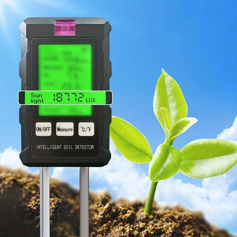 TEMU 6-in-1 Tester With Backlit Lcd Display - Temperature, Moisture, Ph & Sunlight For Gardening And Farming, Plant Temperature, Soil Moisture Meter
