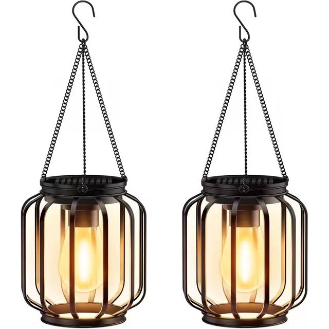 TEMU 2/4pcs Solar Lantern Metal Solar Lights Outdoor Hanging Outdoor Lanterns Decorative Solar Powered Outdoor Lighting For Outside Patio Garden Yard Pathway Porch