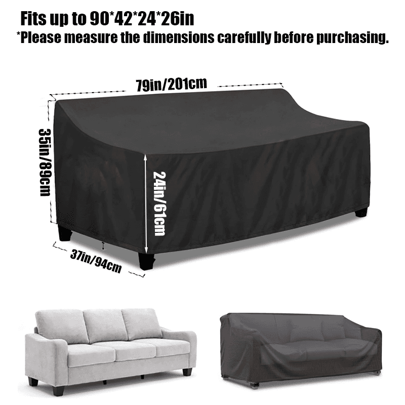 TEMU Resistente para Sofá de Exterior de Dos y Tres Plazas - Protector de Muebles de Patio con Hebillas Ajustables y Cordones, Tela Antidesgarre, Ideal para Jardines, Terrazas y Áreas de Piscina