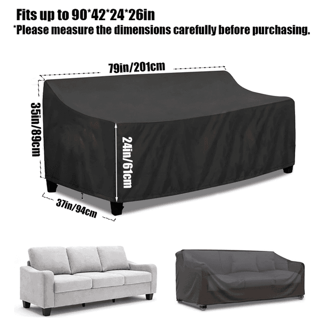TEMU Resistente para Sofá de Exterior de Dos y Tres Plazas - Protector de Muebles de Patio con Hebillas Ajustables y Cordones, Tela Antidesgarre, Ideal para Jardines, Terrazas y Áreas de Piscina