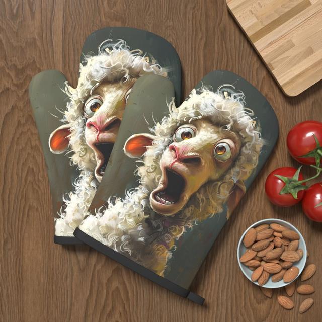 TEMU 2pcs 10.6*6.7 Inch Kitchen Oven Gloves Sheep Brown Heat Resistant Kitchen Oven Mitts Suitable For Grilling, Cooking, Baking, Broiling, Barbecue, Microwave, And Kitchen Decoration Gifts Qo
