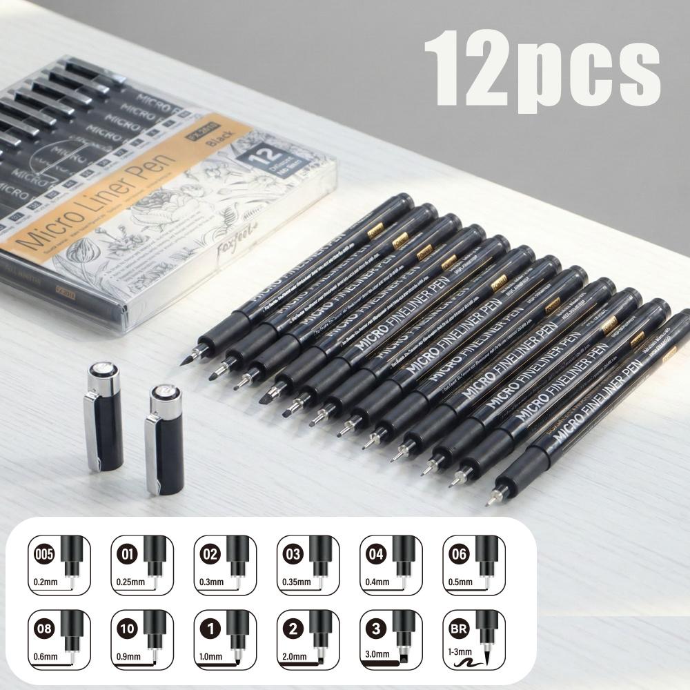 TEMU 12 Fine Art Needle Pens With Different Line Widths, Hand Drawn Comic Sketches, Waterproof Hook Pens, Essential For Students To Art