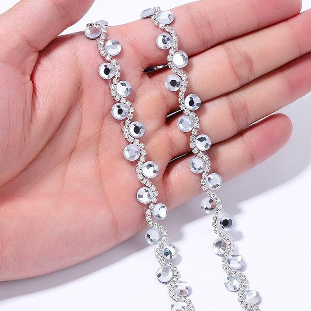 TEMU 1 Yard Of Rhinestone Chains In 9 Colors Including Red, Black, Gunmetal, Blue, Golden, And Clear Crystal, Perfect For Halloween And Christmas Projects