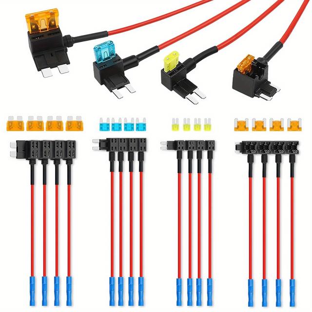 TEMU 16pcs 4 Types Fuse Tap, Upgraded 12v Car Add A Circuit Fuse Tap Kit - Standard Mini And Low Profile Mini Fuses Taps, Ato Atc Atm Fuses Adapter Jumper For Cars Trucks Boats