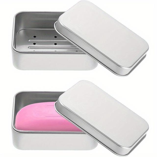 TEMU 2pcs Bar Soap Holder Container Metal Soap Case Travel Soap Box Travel