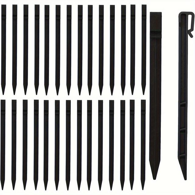 TEMU 30pcs10 Inch Heavy-duty Plastic Garden Stakes - Versatile Tent, Landscape Edging Stakes, Beach & Lawn Pegs With Sawtooth Design For Secure Outdoor Camping And Mower Fixation