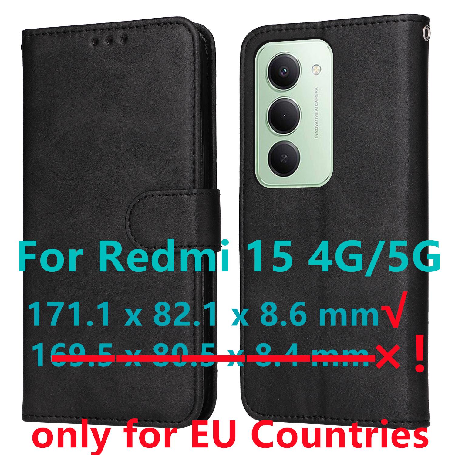 TEMU Phone Case - Vintage Business-style Wallet Case For The European Version Of For Redmi 15 4g/5g, Made Of Faux Leather, Offering Full Protection And Featuring Card Slots And A Photo Frame
