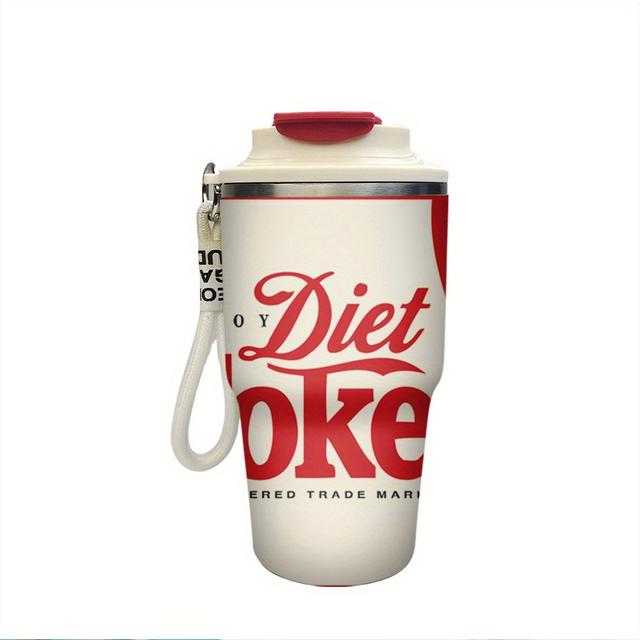 TEMU 1개 18oz 스테인리스 스틸 여행용 머그컵 - 진공 단열, 누수 방지 뚜껑, 뜨거운/차가운 음료 유지 가능, 화이트 & 레드의 우아한 다이엣코크 디자인, 발렌타인데이, 부활절, 출퇴근용 선물 추천, 좌우손잡이 호환, 커피 여행용 머그, 일상 음료 용기, 세련된 내구성 있는 드링크웨어