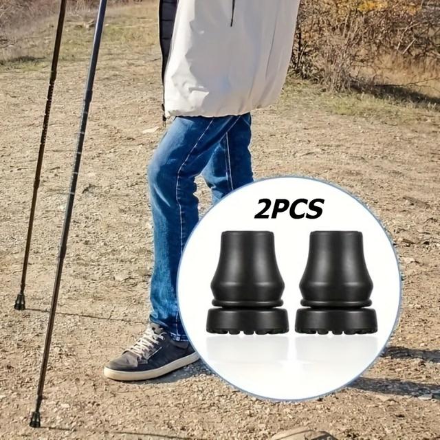TEMU 2pcs Rubber Cane Tips | Locking Ring, Easy-install Replacement Tips For Most Walking Canes And Crutches, Ideal For And Recovery