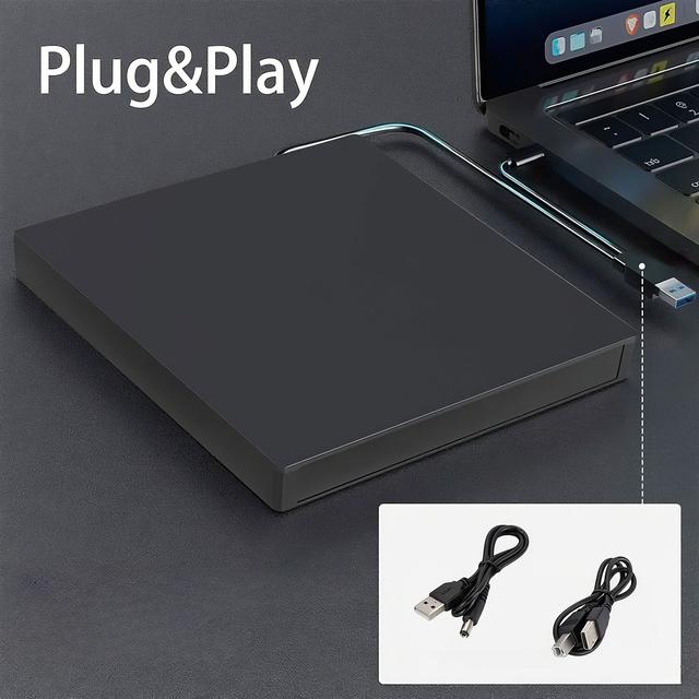TEMU External Cd/ Dvd Drive Portable - Portable Cd-rw And Dvd-rw Burner For Laptops And Desktops, Plug-and-, Compatible With Windows And Os