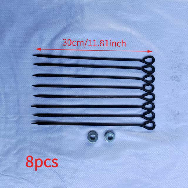 TEMU ヘビーデューティ防錆コーティング鉄製グラウンドペグ - 風に強い厚手アウトドアステーク、鋭利な先端と大きなベース付き、テント、オーニング、温室、ペットエンクロージャー用 - 全天候安定性、雪・風耐性、簡単設置（土、砂、雪に最適）- 耐久性強化グラウンドアンカー - 長持ちする防錆コーティング付き多シーン安全固定ステークセット