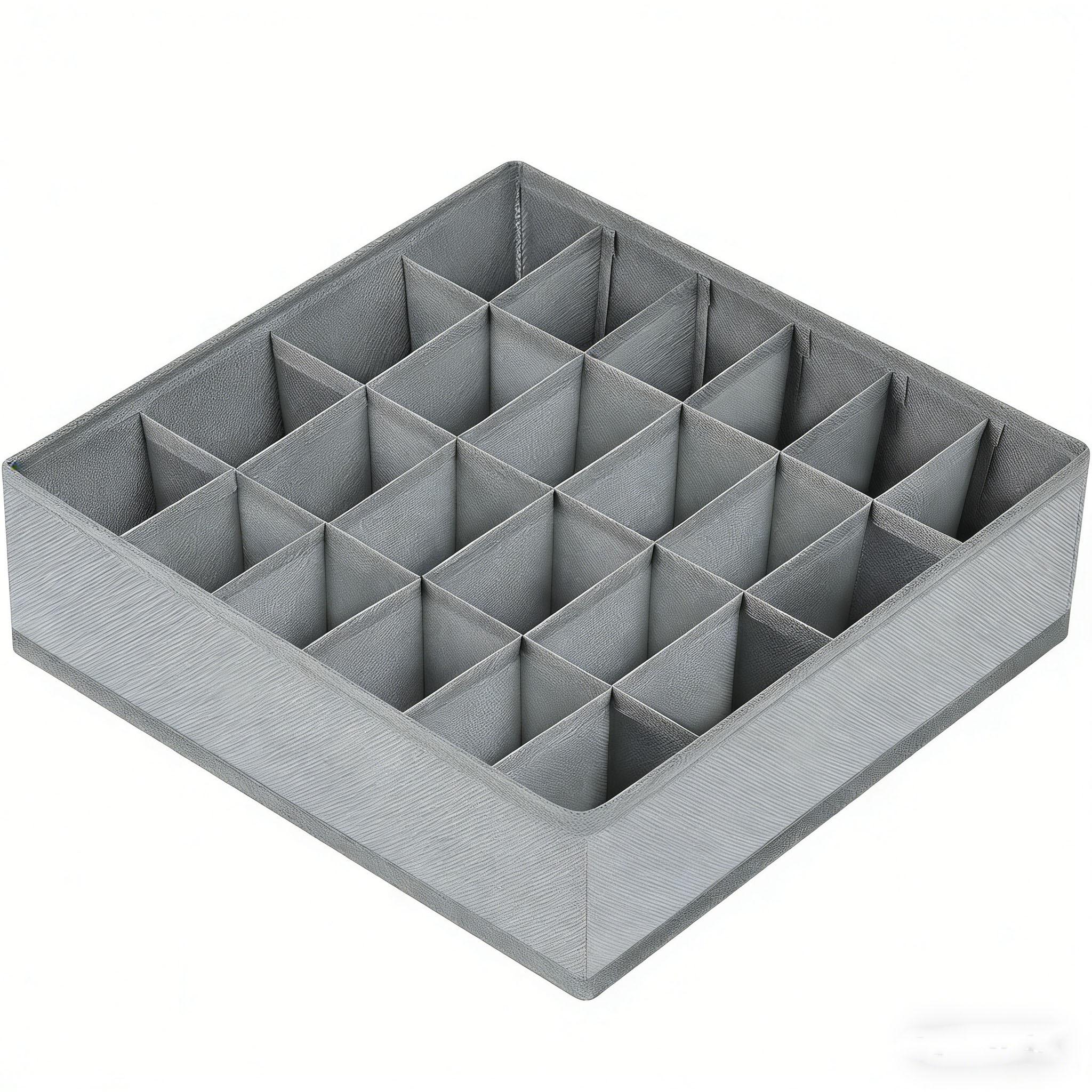 TEMU 24 Grid Foldable Fabric Closet Organizer Divider, Breathable Underwear Socks Storage Box With Reinforced Stitching, Space-saving Home Organizer For Ties Ornaments Bedroom Decor Storage