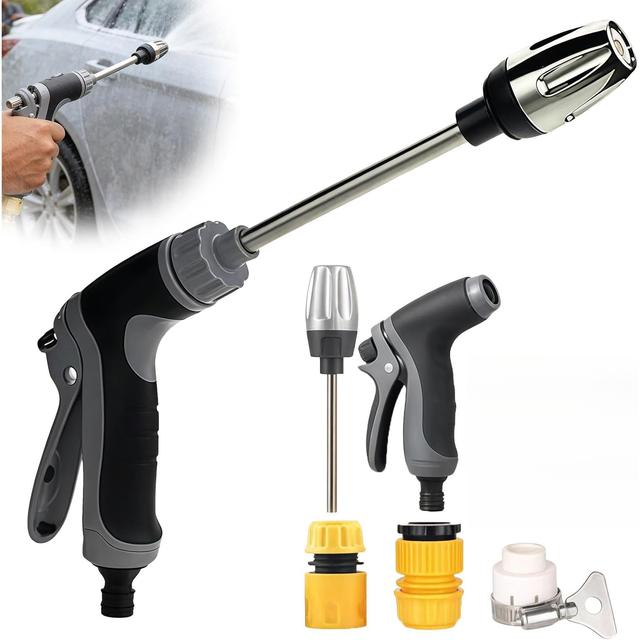 TEMU Pistola de presión Power Jet de 5 piezas/set, ducha de jardín de presión, manguera de jardín original con accesorios, para riego de jardín, de coches, duchas de mascotas