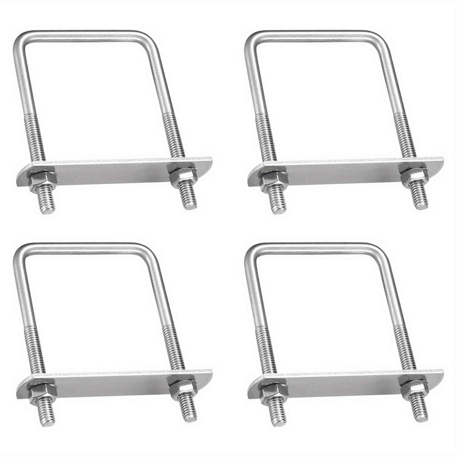 TEMU 4 Pack U-bolts, U-bracket With M6 Thread, U-bolts With Nuts And Frame Plates, Square U-bolts For Traction, Automotive And Plumbing Repair