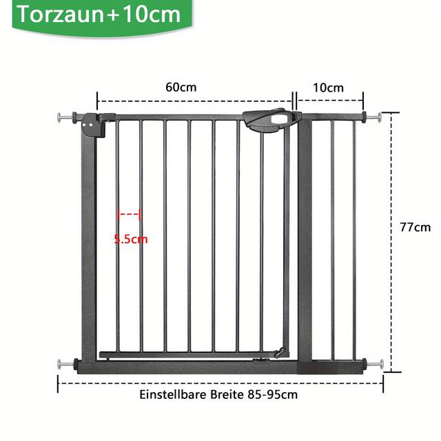 TEMU Pet Door Gate Safety Stair Gate No-drill Stair Gate For Stair Gate Automatic Close 180° Dual-opening Baby Safety Gate 75-115cm Wide White Black