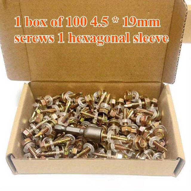 TEMU 1 صندوق 101 قطعة براغي سداسية مع مجموعة مفتاح ألين، أحجام متنوعة 19مم / 25مم مسامير رأس سداسي مجلفنة، مناسبة لمشاريع الـ DIY، الأعمال المعدنية، إصلاح الأثاث والمزيد. طقم براغي سداسية متينة