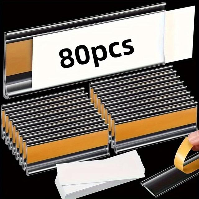 TEMU 80 Stk. Klare Selbstklebende PVC Preisschildhalter mit Etiketten - Langlebig, Flecken- und Stoßfeste Plastikschilder für Supermärkte, Bibliotheken, Büros, Briefkästen - Inklusive Klebeband
