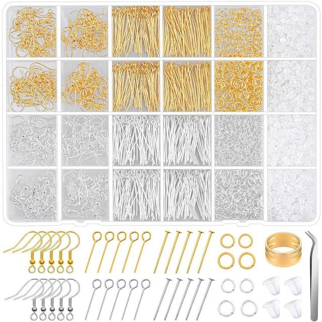 TEMU 2000pcs Hypoallergenic Earring Making Kit With Hooks, Backs, Pins & Jump Rings - Crafting Supplies, Jewelry Making Kit