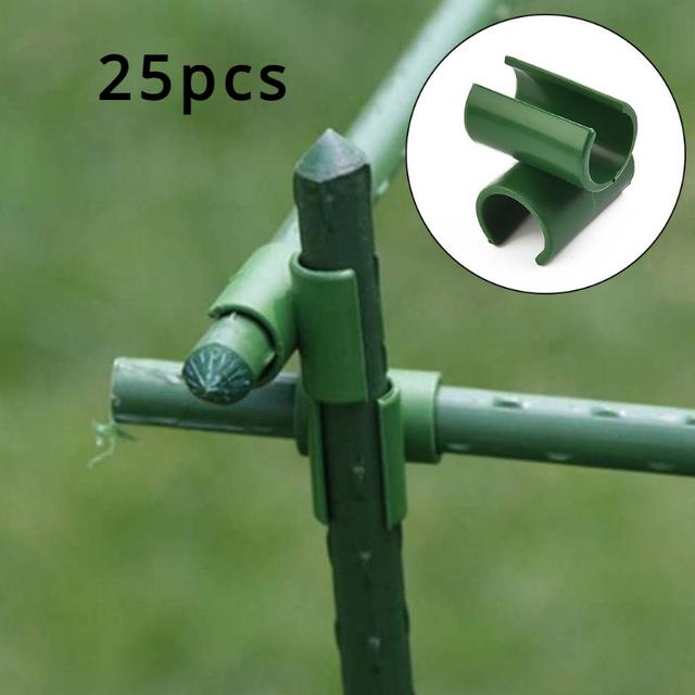 TEMU คลิปหนีบต้นไม้พลาสติก PP ทนทาน 25 ชิ้น - ตัวเชื่อมต่อโครงเลื่อนติดตั้งง่ายสำหรับกรอบสวน, เพอร์โกลา และเรือนกระจก, เหมาะสำหรับแท่งขนาด 11 มม./16 มม.