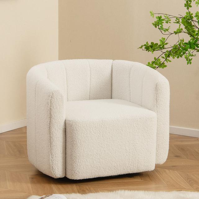 TEMU Upholstered Swivel Barrel Chair With Backrest And Armrests