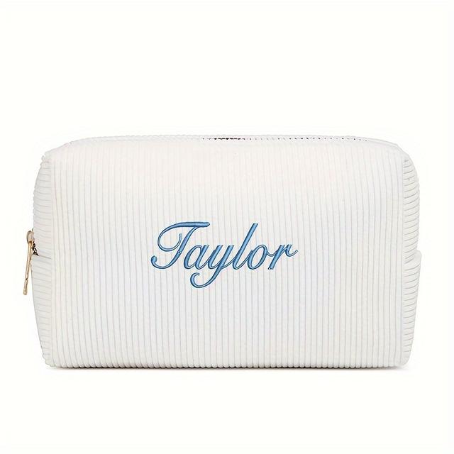 TEMU 6 Cores Disponíveis, Bolsa de Maquiagem com Bordado Personalizado, Grande Capacidade Leve, Adequada para Viagens Diárias, Escola, Festas, Casamentos, etc., !