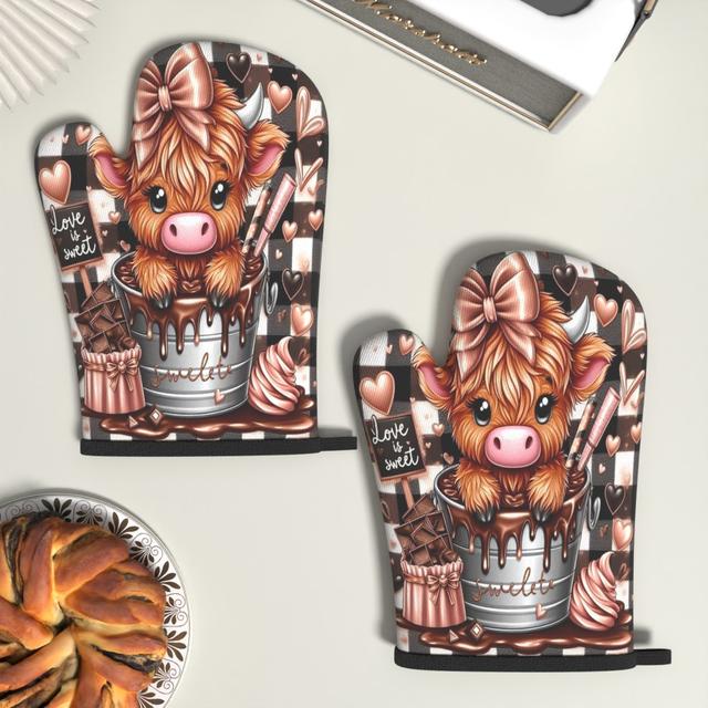 TEMU 2pcs 10.6*6.7 Inch Heat Resistant Kitchen Oven Gloves Fun Animal Oven Mitts Suitable For Kitchen Decoration, Barbecue, Microwave, Cooking, Grilling, Bbq, Baking And Great Holiday Gifts For Xm
