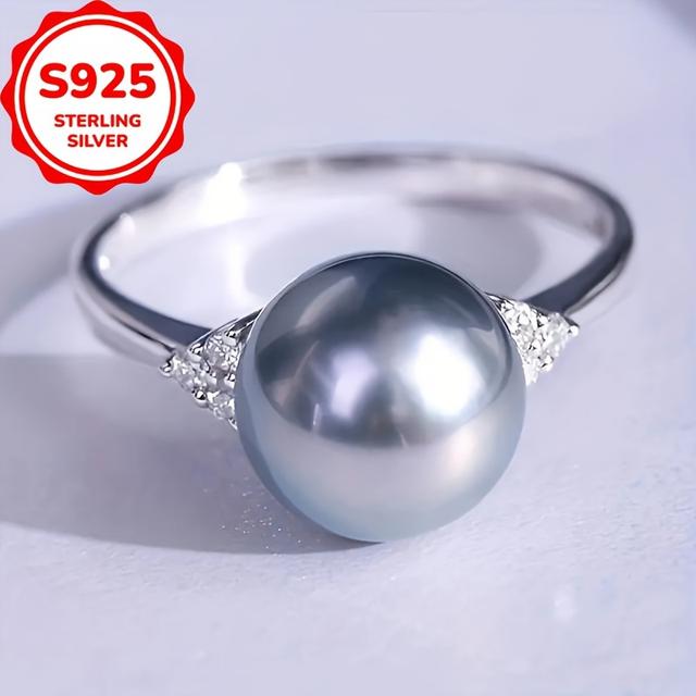 TEMU トな925ングシルバーヴィンテージ淡水パールリング - 淡水パール、キラめくデコレーション、調節可能なオープニング&クロージャー、カジュアル&パーティージュエリー、四季のス、ギフト、女性向けファッション、贈り物に最適 | ステリリングシルバー・淡水パールジュエリー、四季対応トリングデザイン