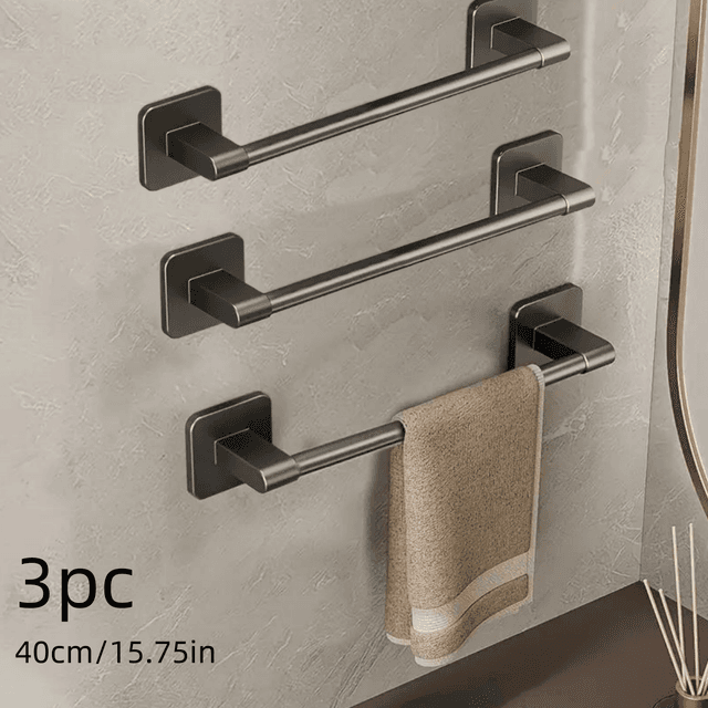 TEMU 【穴あけ不要】壁掛けタオ 3個セット。丈夫なシングルバー式、タオルやクロスを収納。省スペースなバスルーム。洗練された、家やキッチンに最適。