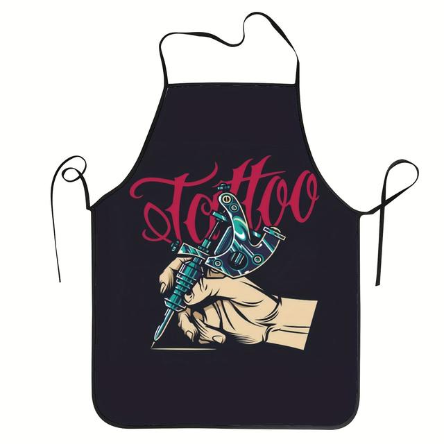 TEMU Tattoo Artist Apron - Made Of Durable Polyester, Suitable For Chefs, Cooking, Gardening, And Kitchen Fun
