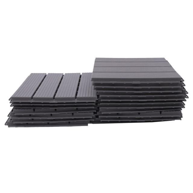 TEMU 22pcs 12"x12"x1" Grey Hardwood Interlocking Patio Deck Tiles - Outdoor Flooring For Deck, Patio & Balcony, Easy Diy Installation