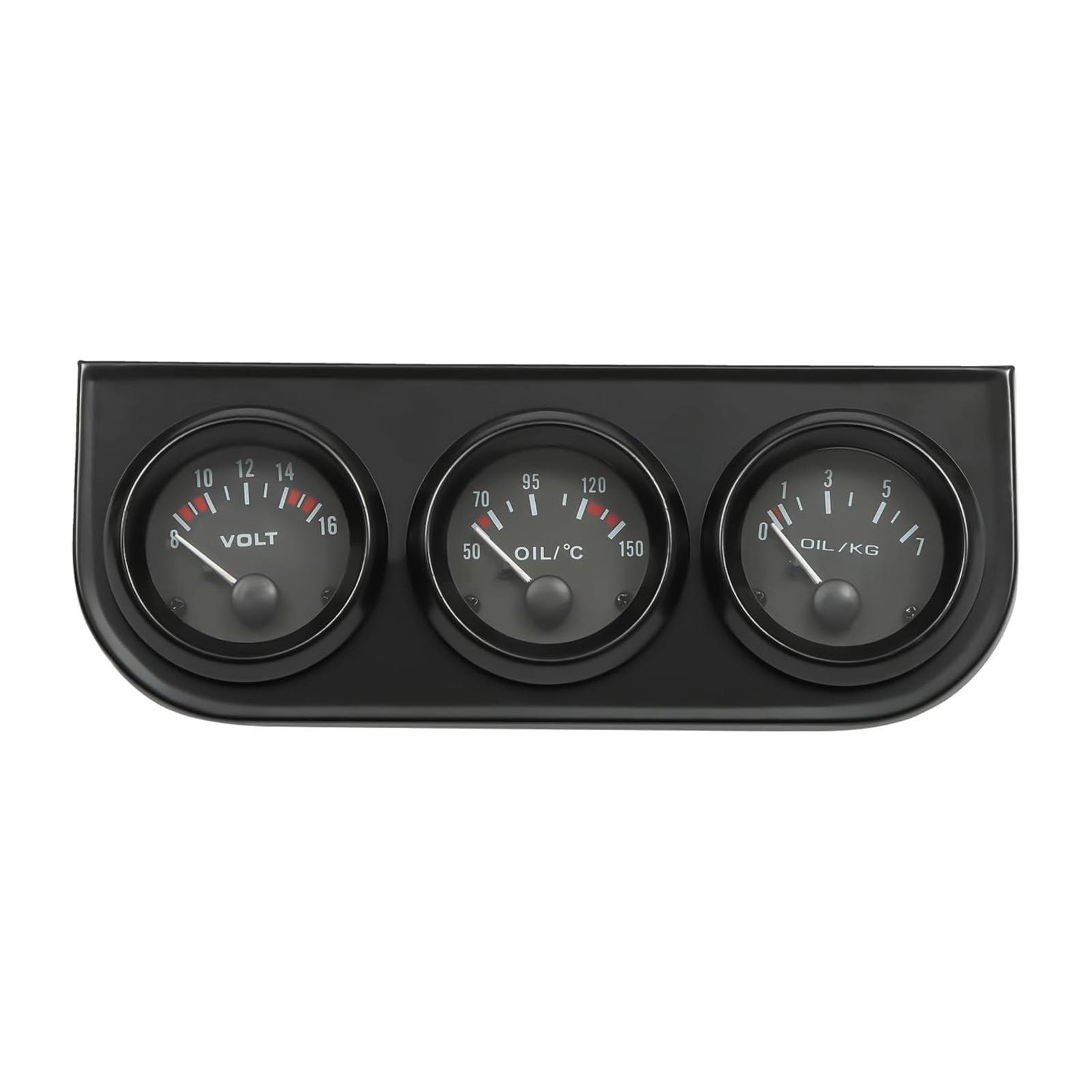 TEMU Euupe 3in 1 52mm Tools Oil Temperature Gauge Oil Pressure Gauge