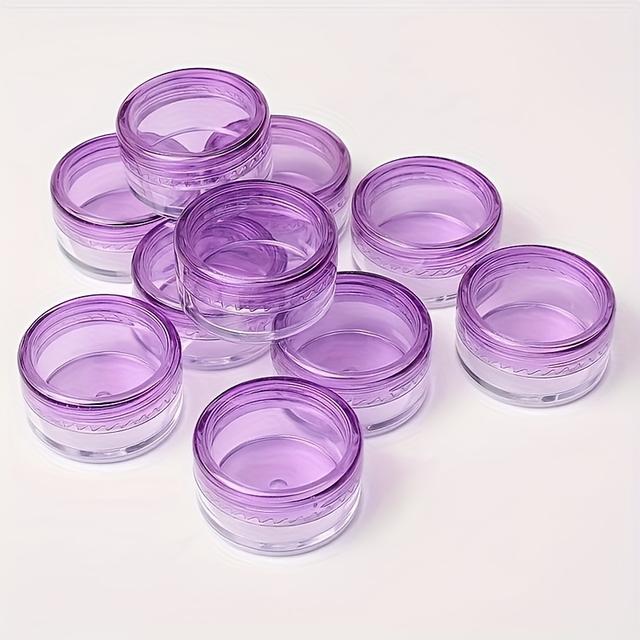TEMU 30-sets, Clear Plastic Cosmetic Jars With Purple/white Lids, Travel Containers For Cream, Lotion, Beads, Eyeshadow, , Samples