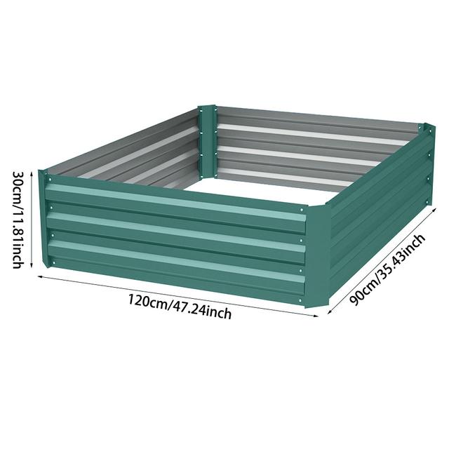 TEMU 1pc Metal Raised Beds For Gardens, Galvanised Planters With Multi-reinforced Rods, Rectangle Steel Elevated Planter Box For , Patios Or Garden, Green