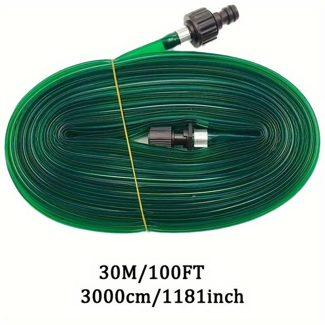 TEMU 30m High-performance Irrigation Hose- Flat Flexible Pvc Drip System For Lawns, Flower Beds, And Gardens- Suitable For , With Us/eu Connector, Garden Watering