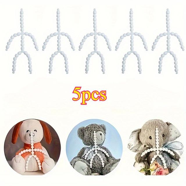 TEMU 5pcs Adjustable Doll Skeleton Figure - Removable Poseable Plastic Jointed Body Suitable For Diy Plush Animals, Teddy Bear Making, Puppet Crafting - Flexible Poseable Limbs, Jointed Skeleton Frame
