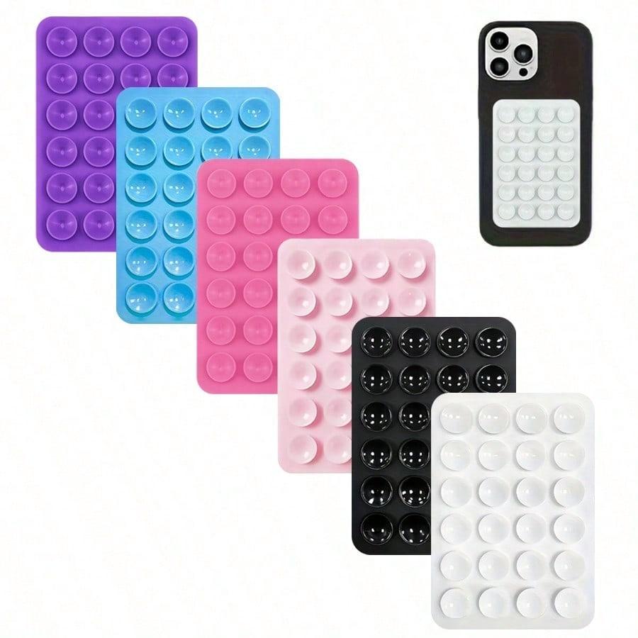 TEMU 6pcs 24 Single-sided Silicone Suction Cup Stickers Anti-slip Phone Case Portable Removable Phone Holder Square Universal Phone Suction Cup Super Anti-slip, Selfie Video Universal Finger Holder
