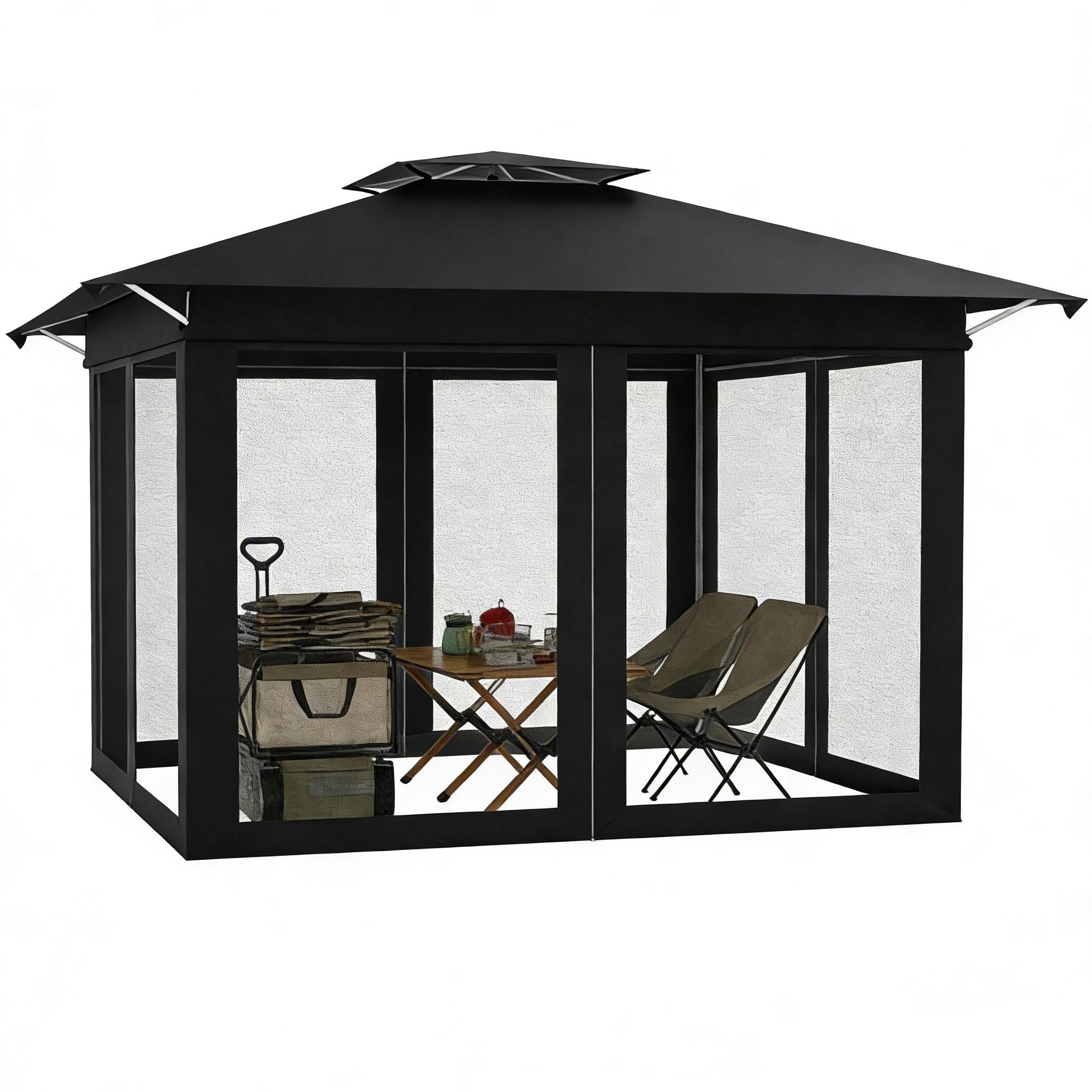 TEMU Abri de jardin, rangement extérieur, abri à outils, pavillon pliant, pavillon pop-up, tente de fête, grande , montage facile, pour outils, tondeuse à gazon, 4 x 4 m
