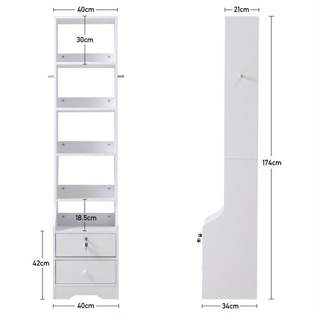 TEMU 5-tier Wooden Nightstand With Storage Shelves & Drawers – Versatile Bedside Cabinet For Bedroom, Living Room, Or Kitchen – Includes Hooks For Decor & Organizing Essentials, Storage Drawer Units