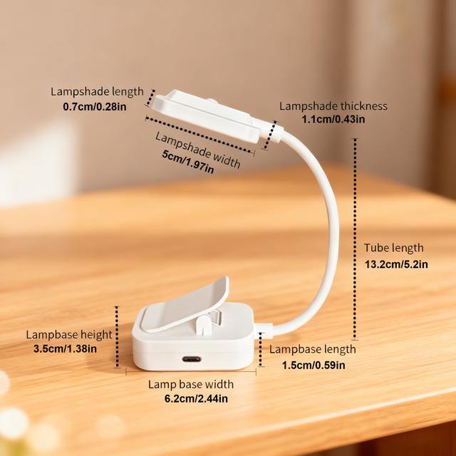 TEMU 1pc Usb Rechargeable Reading Lamp - 360° Flexible Arm & Dimmable Brightness, Led - Mini Portable Bedside Night Light, Reading/study - Student Dorm Essential, Bookworm, Christmas Small Gift