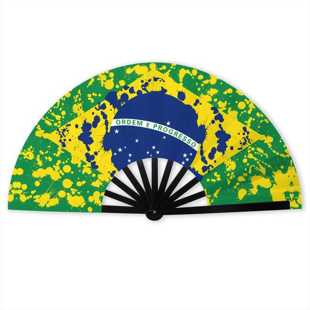 TEMU Faltbare Ventilatoren mit dem Design der brasilianischen Flagge, praktisch zum Transportieren, ohne Batterie