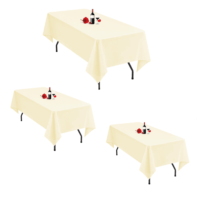 TEMU 3 Stück Beige-Aprikosenfarbene Plastiktischdecke 54*108 Zoll, Einweg-Rechtecktischdecke für Partys, , Hochzeiten, Geburtstage, Jubiläen andere Themendekorationen