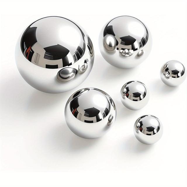 TEMU Edelstahl Dekokugel Silber Glänzend Zierbrunnen In 3 Größen 2cm To 6 Cm - 6er Set - Metall Hohlkugel Dekobrunnen - Garten Deko Kugel Metallkugel Gartenkugel Teichkugel Schwimmkugel